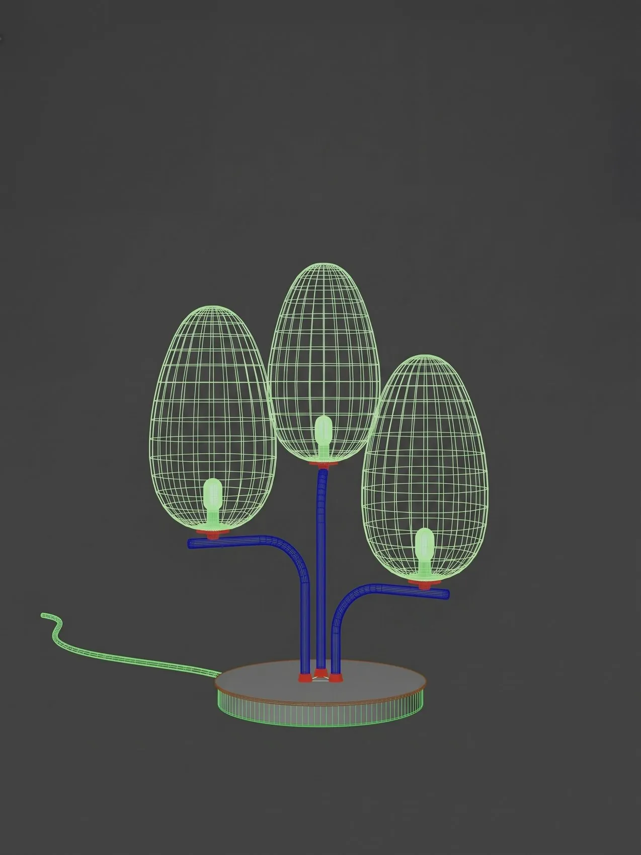 Lampada a tre sfere, wireframe